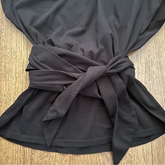 ba&sh black wrap tie around waist top short sleeve size 4 100% cotton blouse - Picture 4 of 11